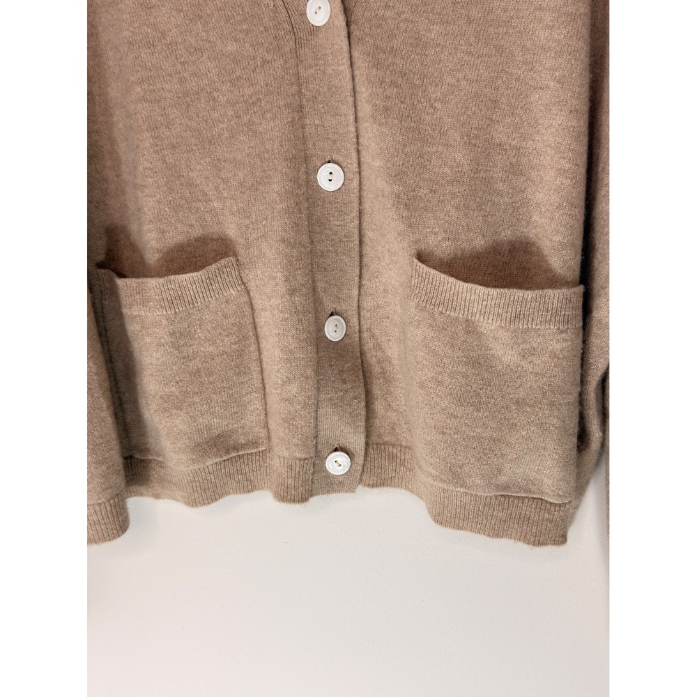 J.Crew Cashmere Patch Pocket cardigan Sweater Women's Tan Preppy Academia XL - Picture 6 of 15
